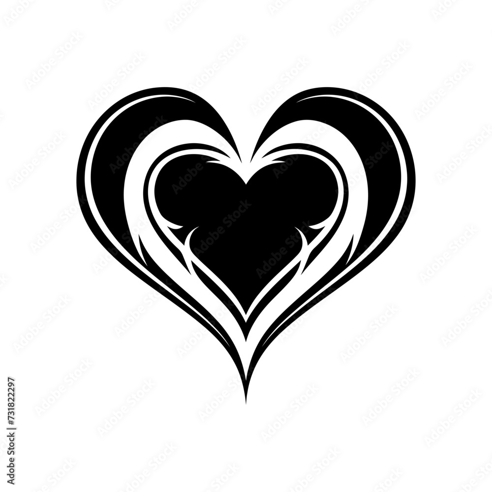 Silhouette heart love logo symbol black color only Silhouette heart love logo symbol black color only