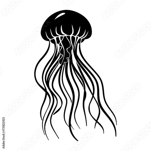 Silhouette jellyfish black color only