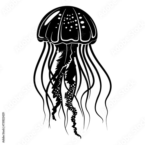 Silhouette jellyfish black color only