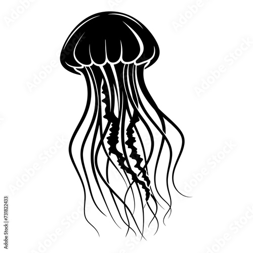 Silhouette jellyfish black color only