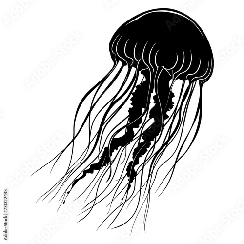 Silhouette jellyfish black color only