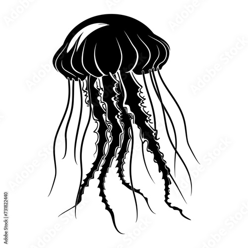 Silhouette jellyfish black color only