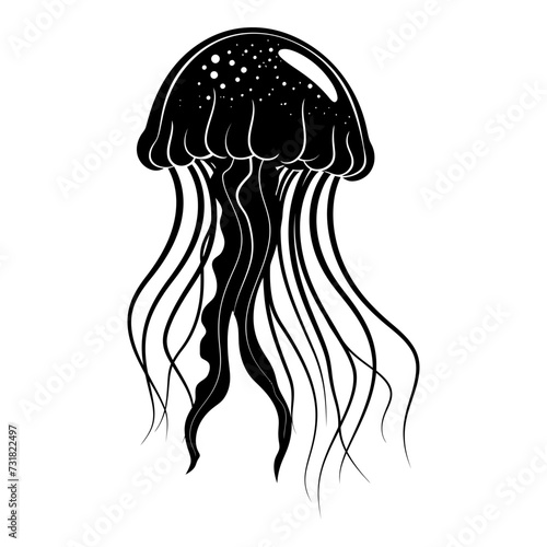 Silhouette jellyfish black color only