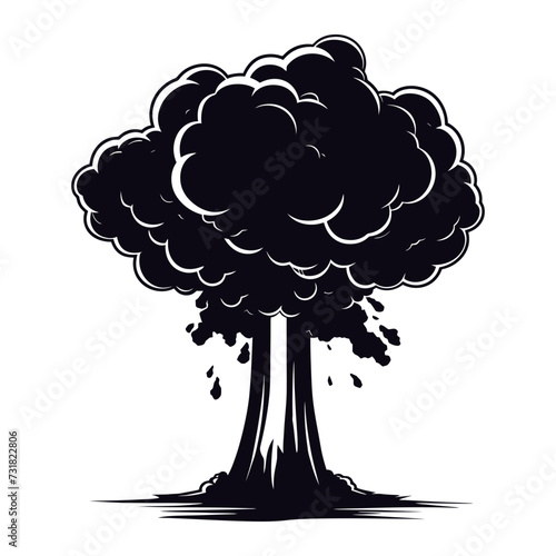 Silhouette nuclear explosion black color only