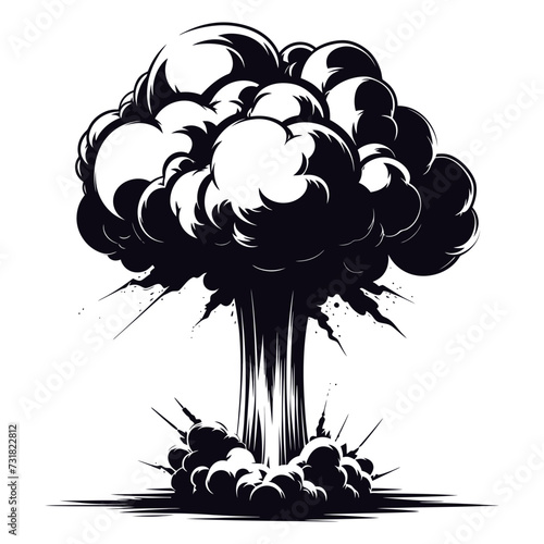 Silhouette nuclear explosion black color only