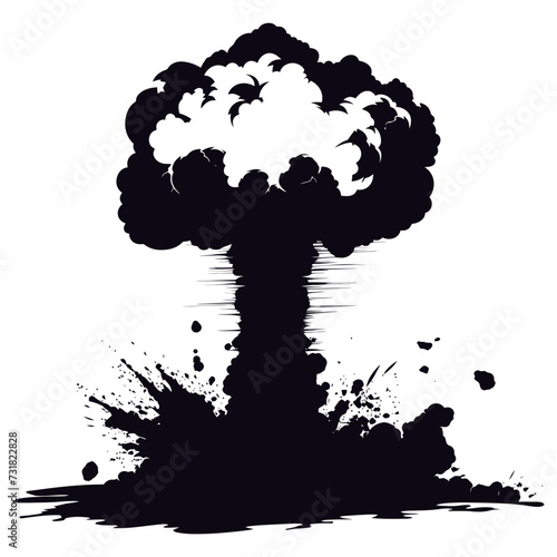 Silhouette nuclear explosion black color only