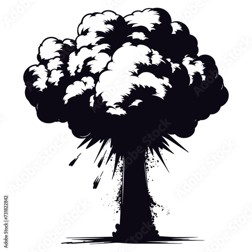 Silhouette nuclear explosion black color only