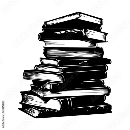 Silhouette pile of book black color only