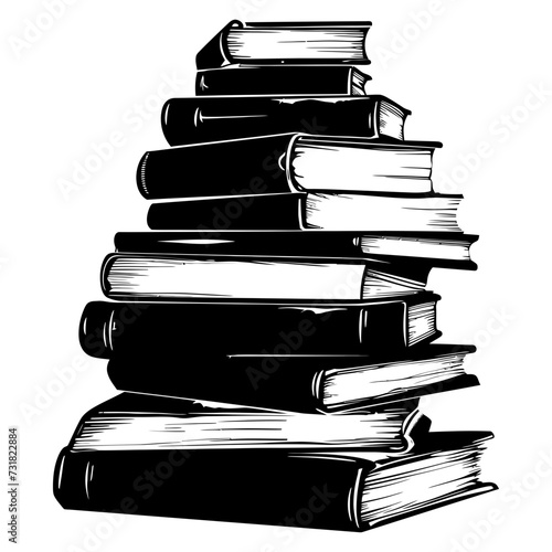 Silhouette pile of book black color only