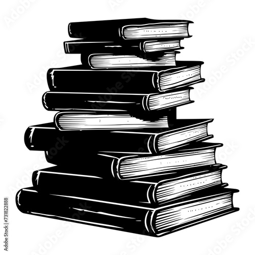 Silhouette pile of book black color only