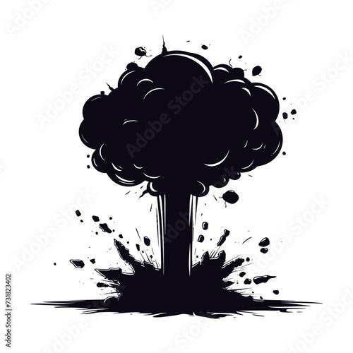 Silhouette nuclear explosion black color only