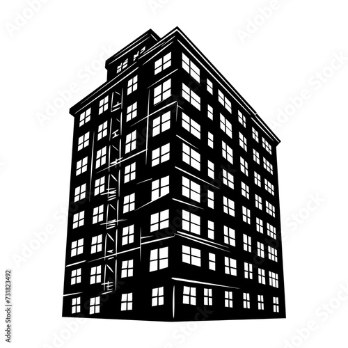 Silhouette building black color only full body