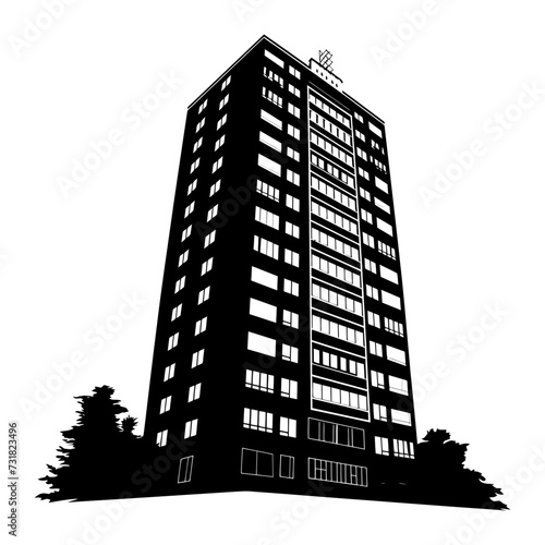 Silhouette building black color only full body