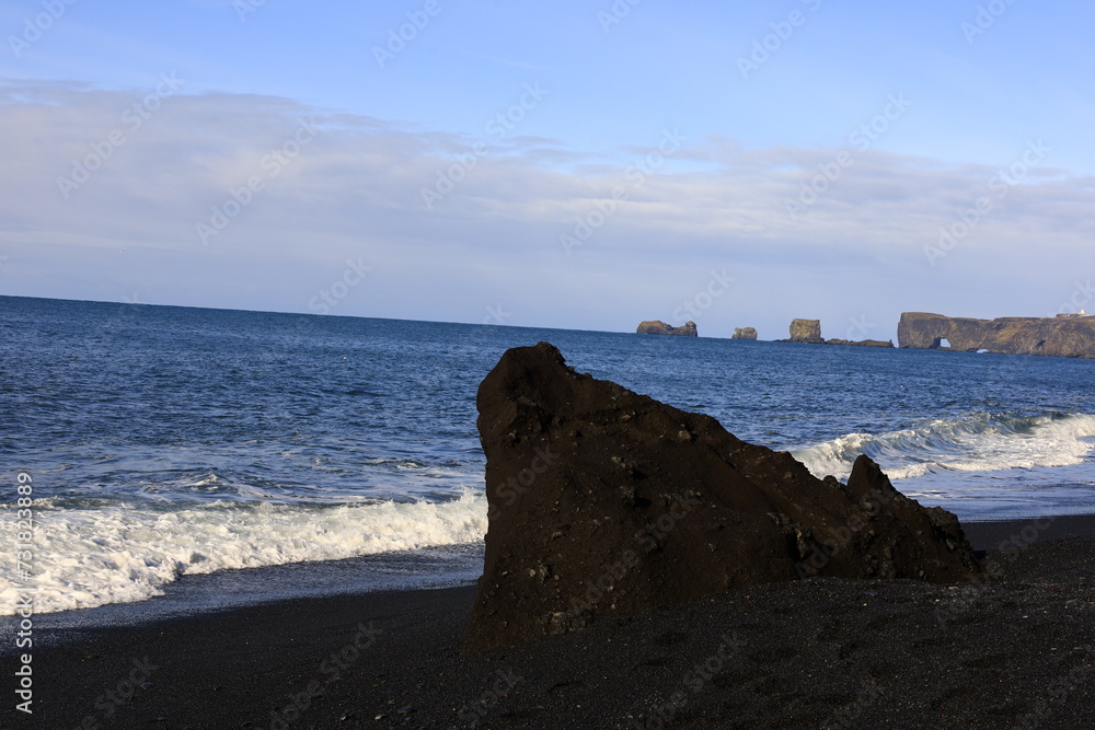 Reynisfjara is a black sand beach located on the south coast of Iceland, close to the small fishing village of Vík í Mýrdal