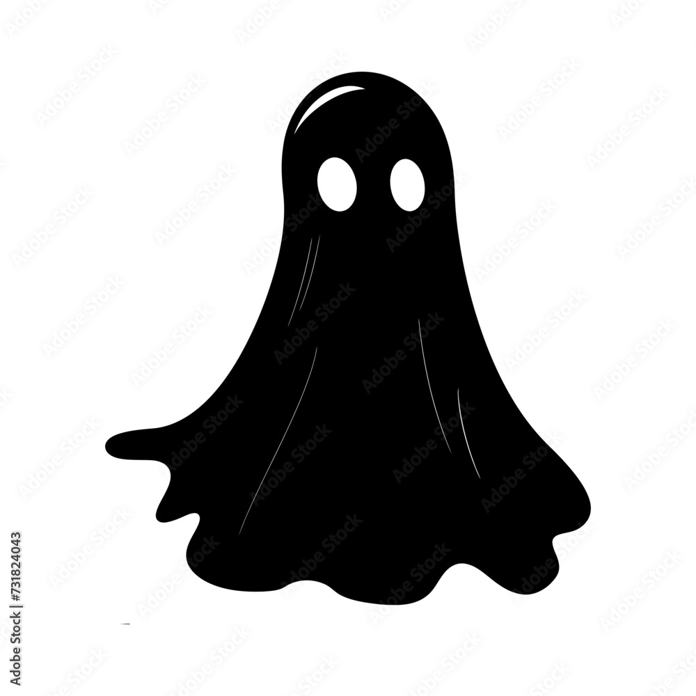 Silhouette cute ghost black color only full body body