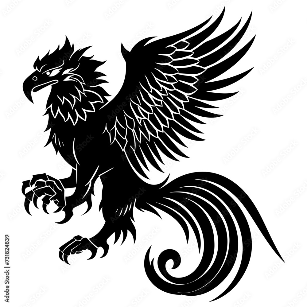 Silhouette Griffin black color only full body body Silhouette Griffin black color only full body body