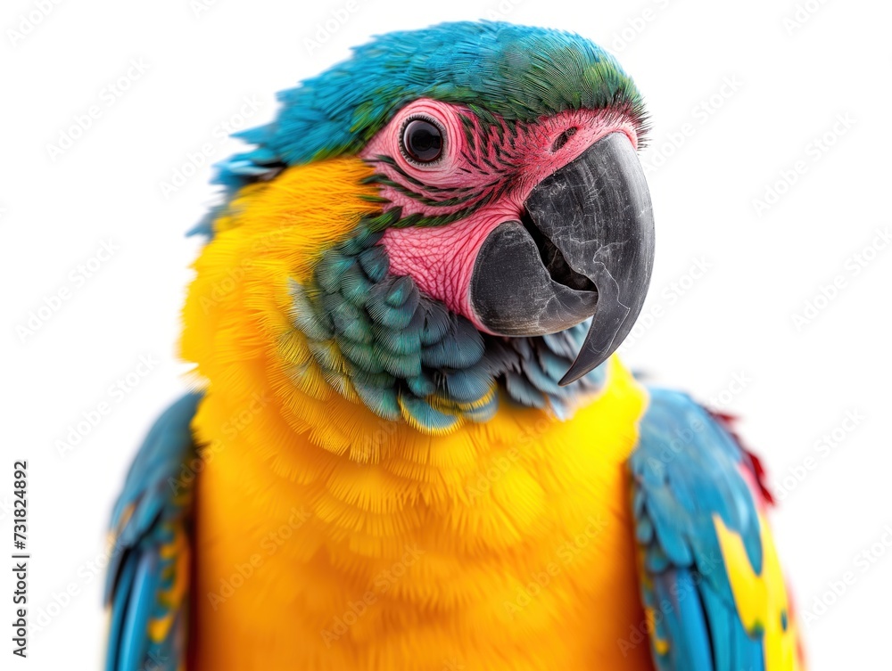 macaw parrot on white background