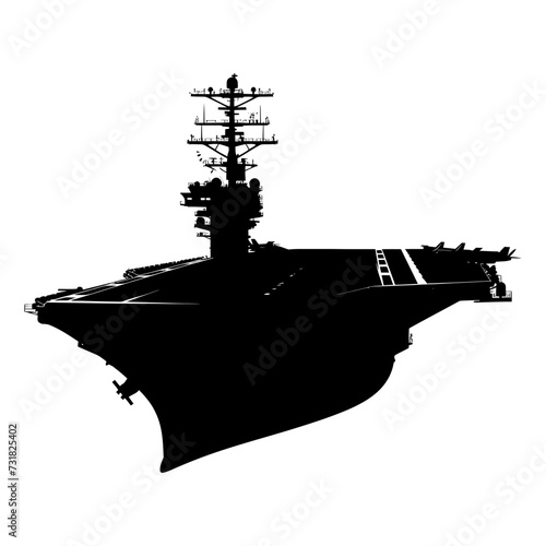 Silhouette Aircraft carrier top view black color only