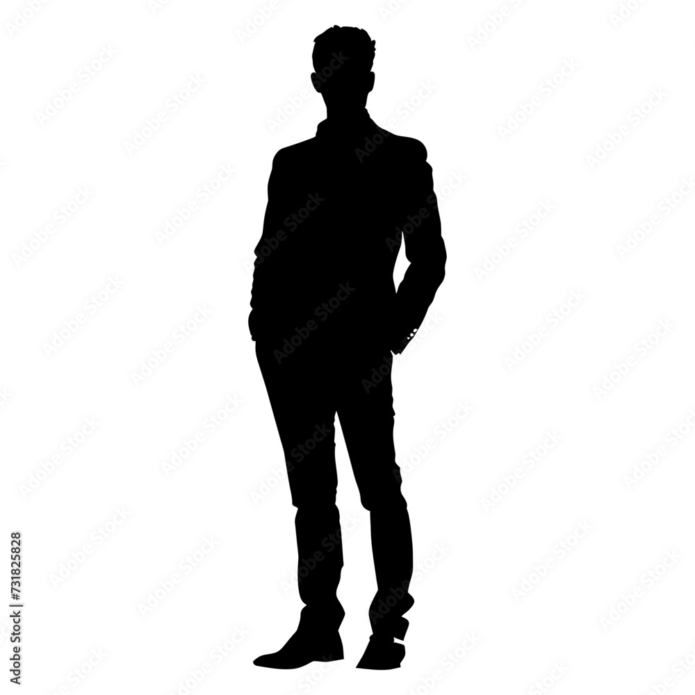 Fototapeta premium Silhouette bussiness man black color only full body