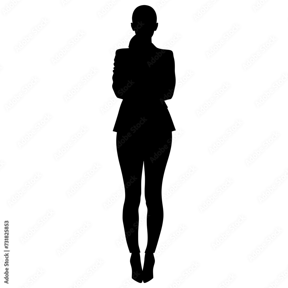 Fototapeta premium Silhouette bussiness woman black color only full body