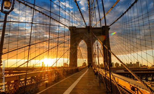 Brooklyn Bridge during sunrise in New York. USA © Belikova Oksana