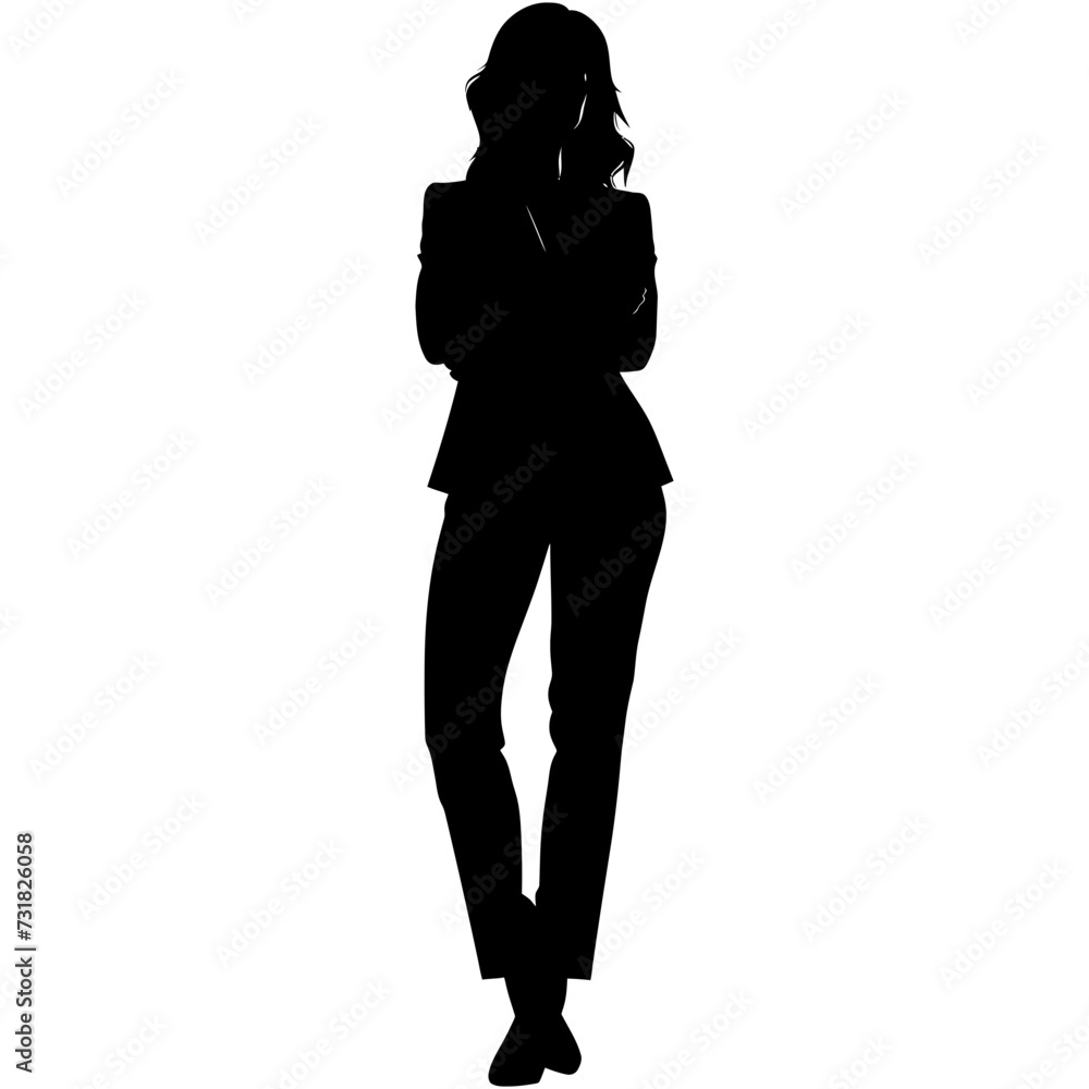 Silhouette bussiness woman black color only full body