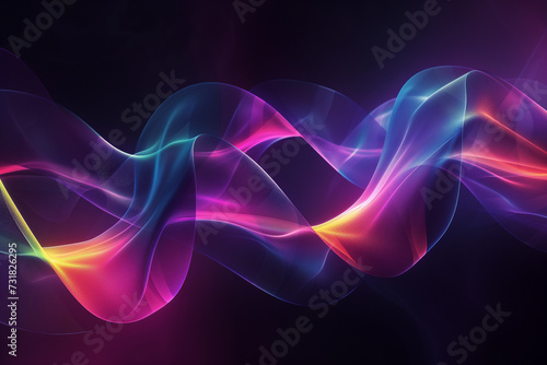 Abstract representation of DNA strands, vibrant colors on a dark background, emphasizing the complexity and beauty of genetic coding