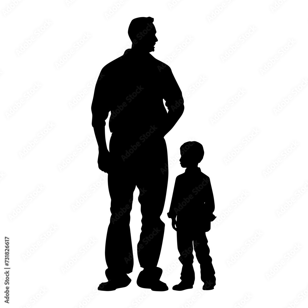 Silhouette for father day moment black color only full body