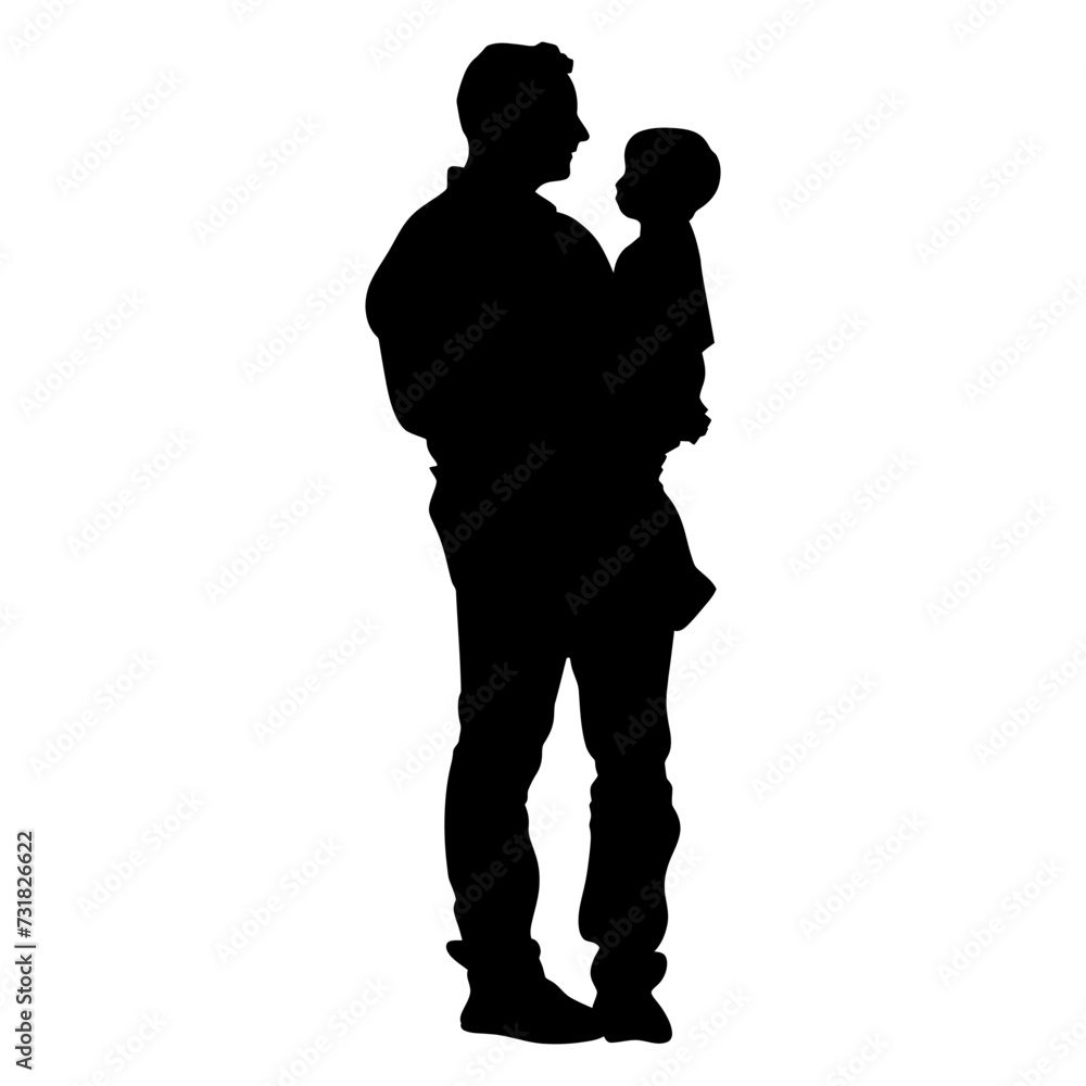 Silhouette for father day moment black color only full body