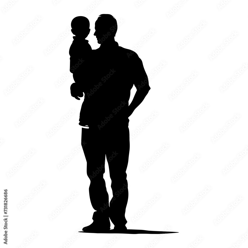 Silhouette for father day moment black color only full body