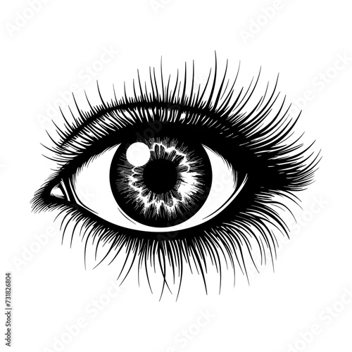 Silhouette for internal organs of eye black color only