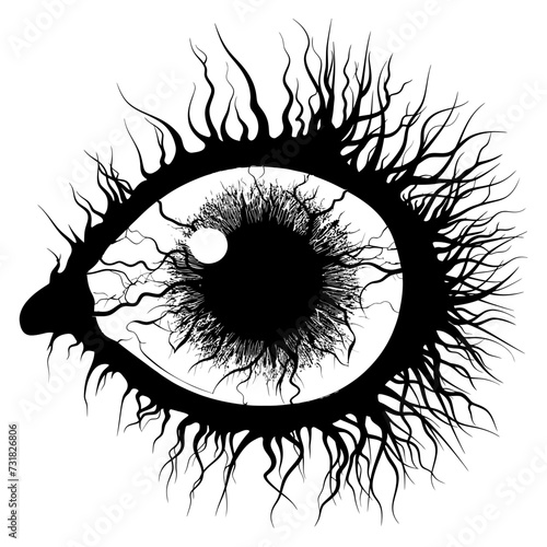 Silhouette for internal organs of eye ball black color only