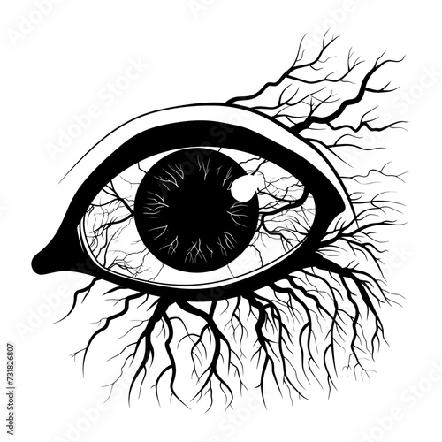 Silhouette for internal organs of eye black color only