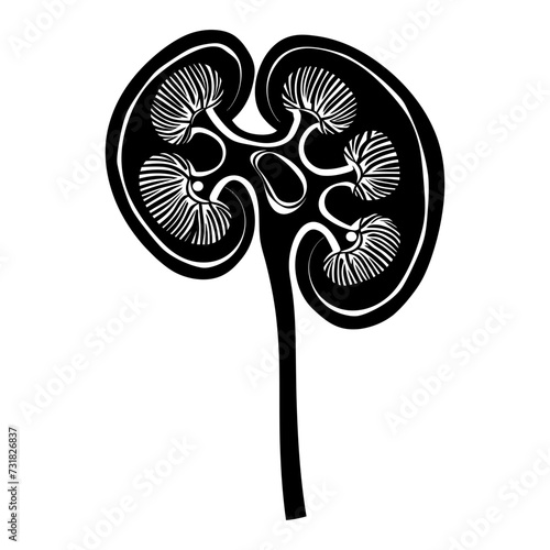 Silhouette for internal organs of kidney black color only