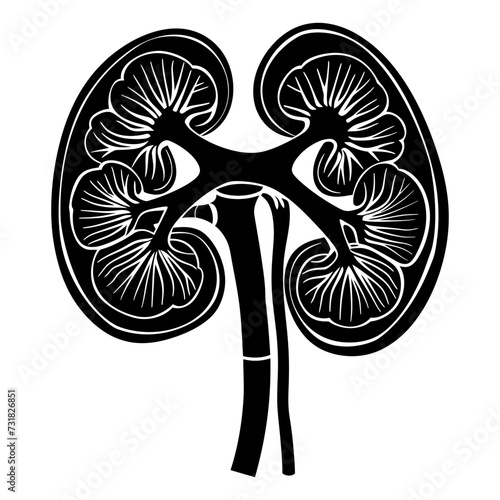 Silhouette for internal organs of kidney black color only