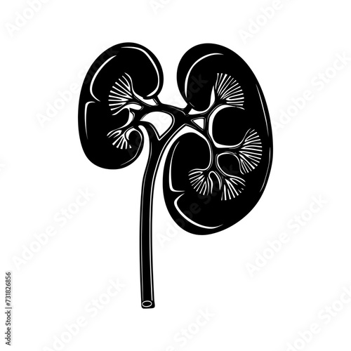 Silhouette for internal organs of kidney black color only