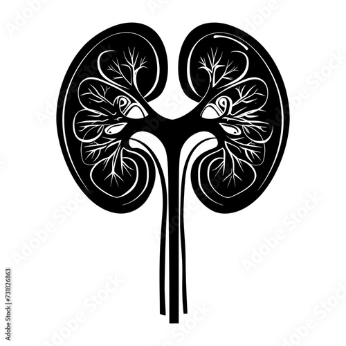 Silhouette for internal organs of kidney black color only