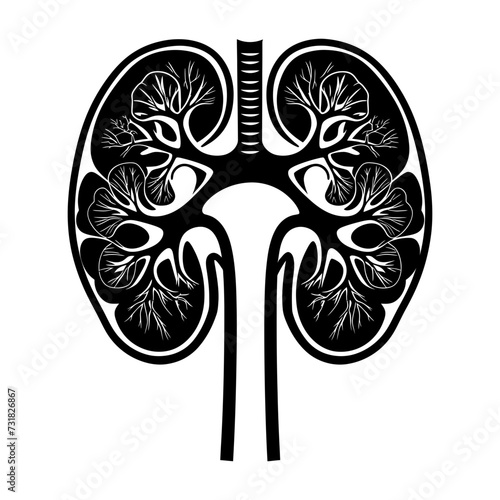 Silhouette for internal organs of kidney black color only