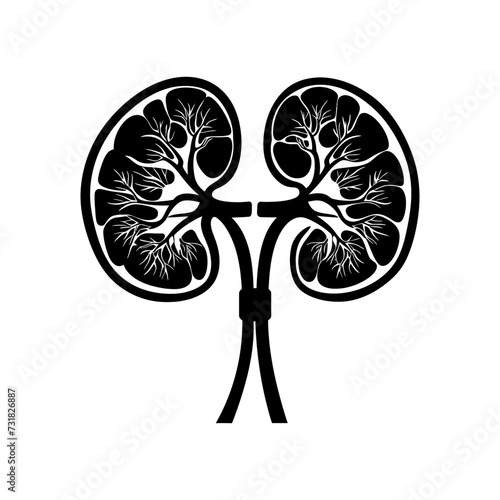 Silhouette for internal organs of kidney black color only