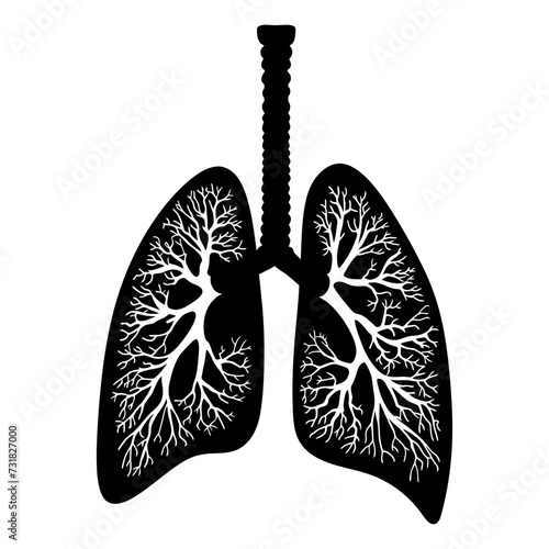 Silhouette for internal organs of lungs black color only
