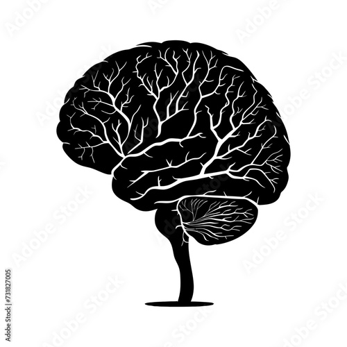 Silhouette for internal organs of the brain black color only