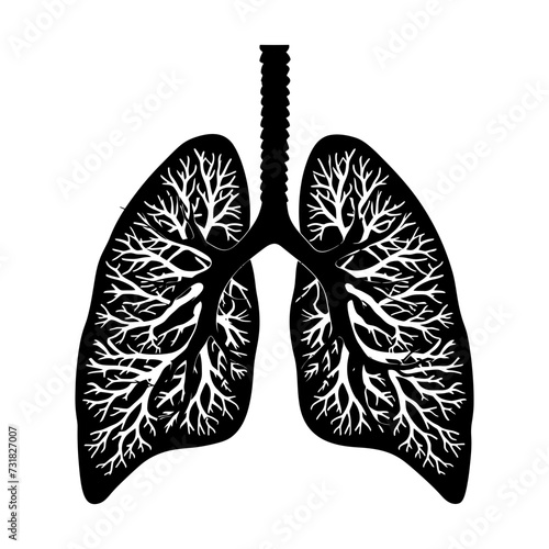 Silhouette for internal organs of lungs black color only