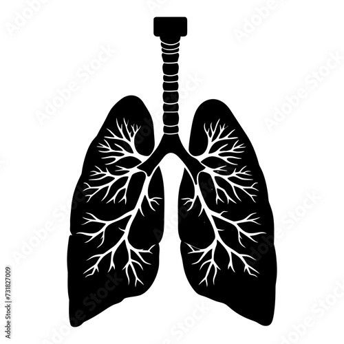 Silhouette for internal organs of lungs black color only