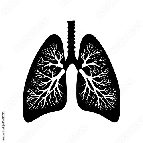Silhouette for internal organs of lungs black color only