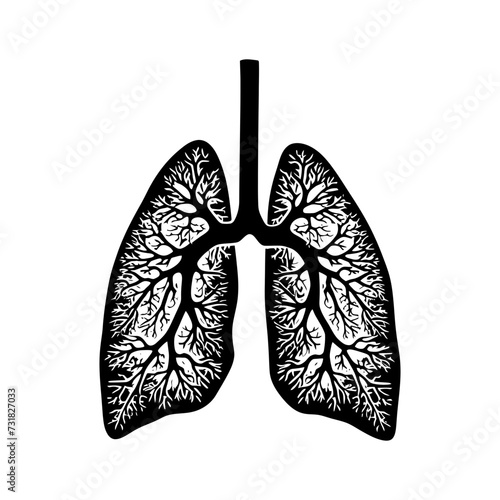 Silhouette for internal organs of lungs black color only