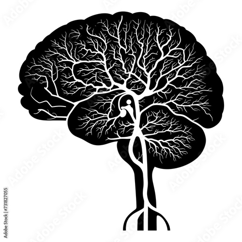 Silhouette for internal organs of the brain black color only