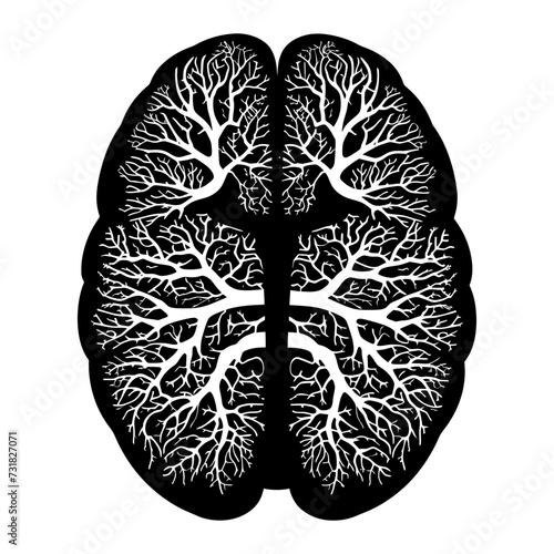 Silhouette for internal organs of the brain black color only