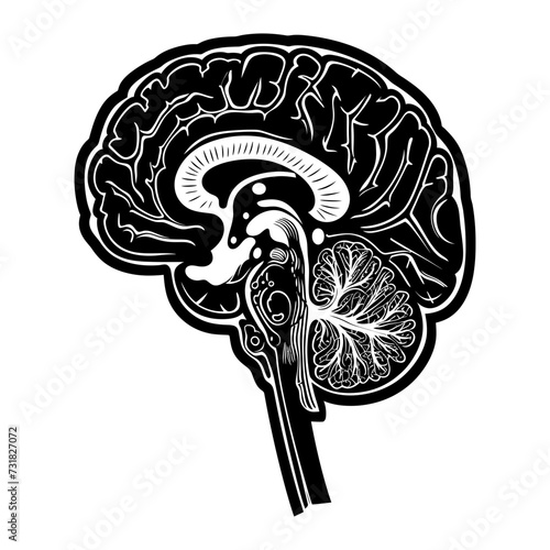 Silhouette for internal organs of the brain black color only