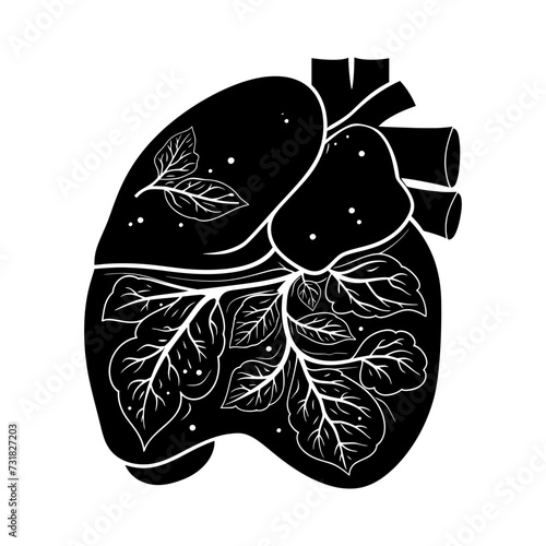 Silhouette for internal organs of the liver black color only