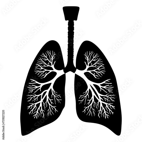 Silhouette for internal organs of the lungs black color only